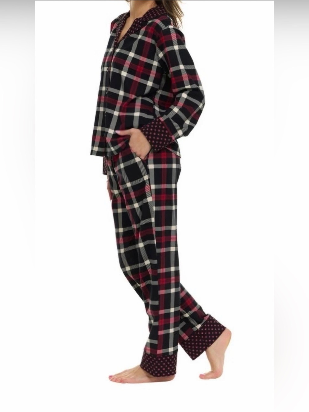 NWT Vera Bradley Plaid Pajama Set Black White Buffalo Check XXL